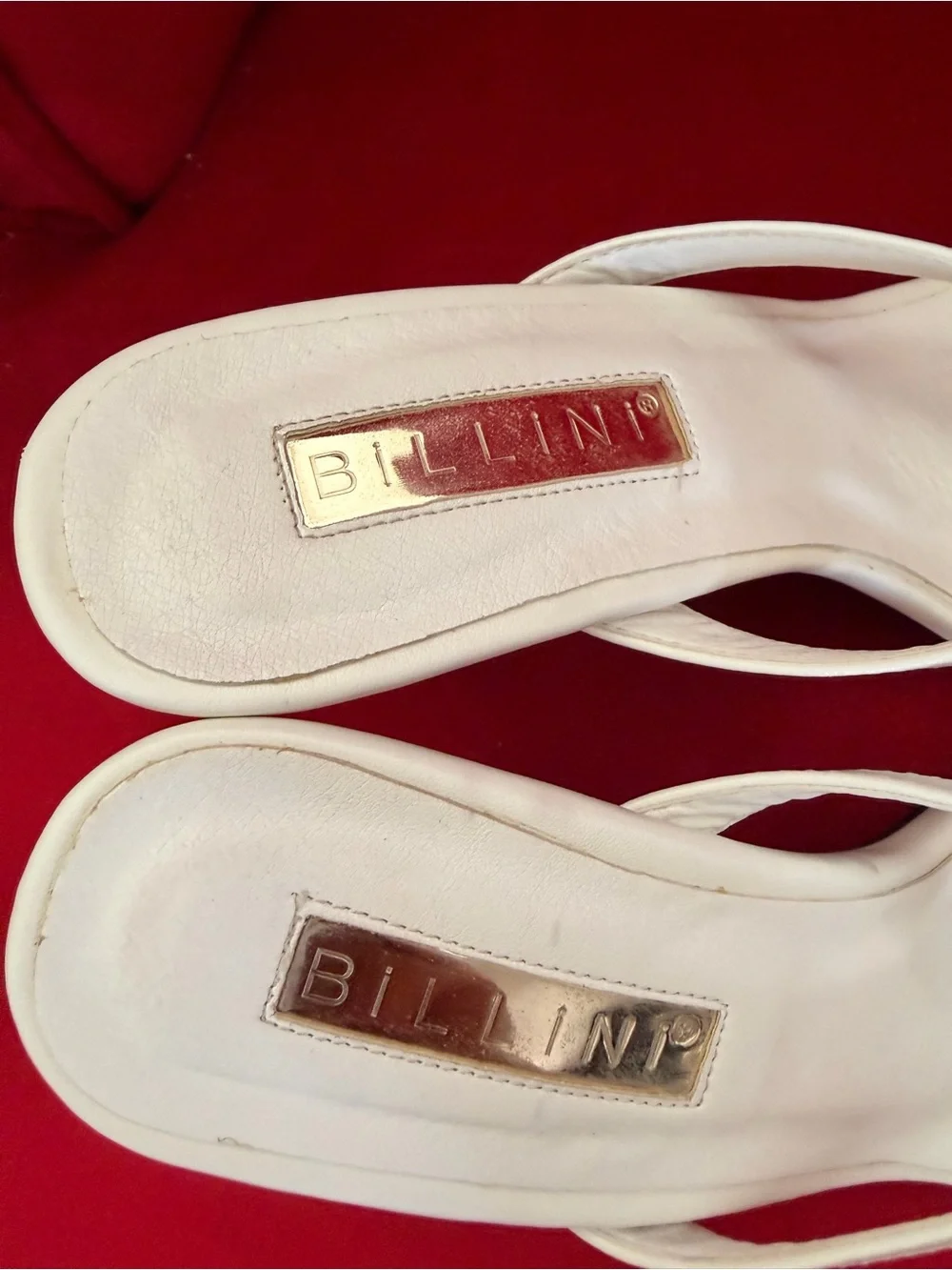 Billini White Square-Toe Thong Heels 10M